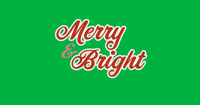Digital animation of merry and bright text banner against black background