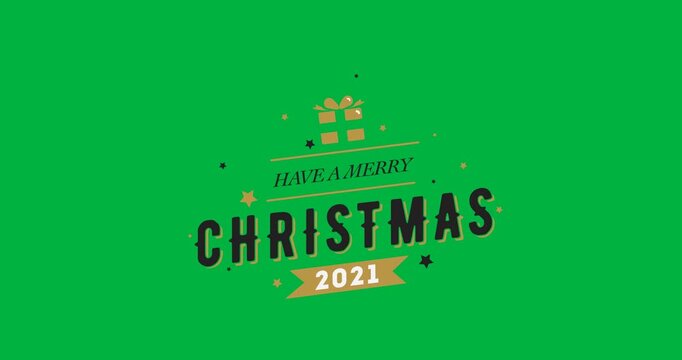Digital animation of merry christmas 2021 text banner against black background