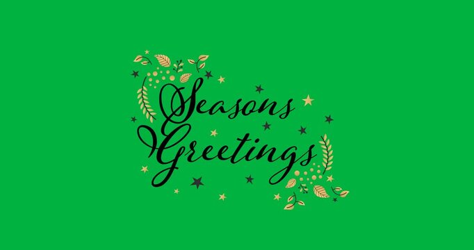 Digital animation of christmas decorations with copy space on black background