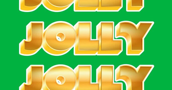 Digital animation of golden jolly text banners in seamless pattern against black background