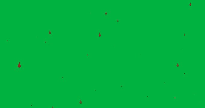 Digital animation of multiple blood drop icons falling against black background