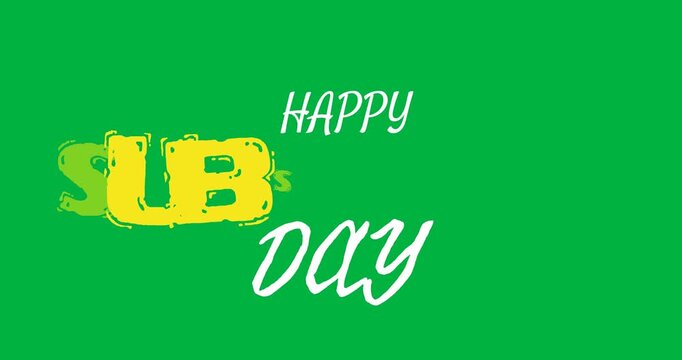Digital animation of happy substitute day text banner against black background