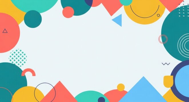 Colorful Geometric Shapes and Patterns on Light Background Design