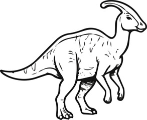 Obraz premium Black and White Parasaurolophus Dinosaur Illustration