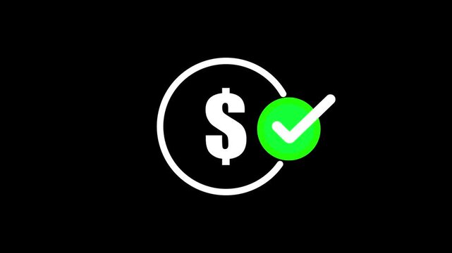 Neon glowing Paid icon vector set illustration. Dollar payment symbol with document and check sign.