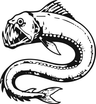Black and White Viperfish Illustration