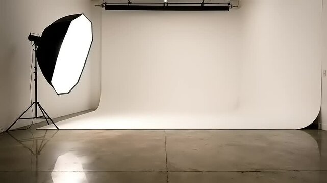 Studio photography setup with softbox light.