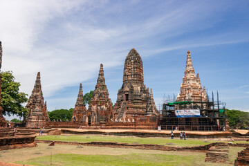 Naklejka premium Ancient Wat Chaiwatthanaram Buddhist Temple in Ayutthaya Historical Park, UNESCO World Heritage Site, Thailand
