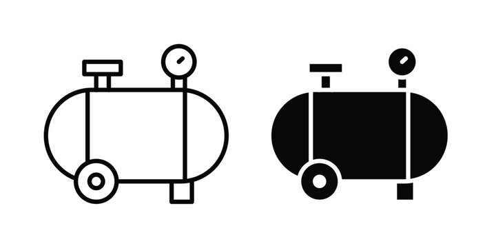 Air compressor icon vector logo. icons in solid, editable strokes.