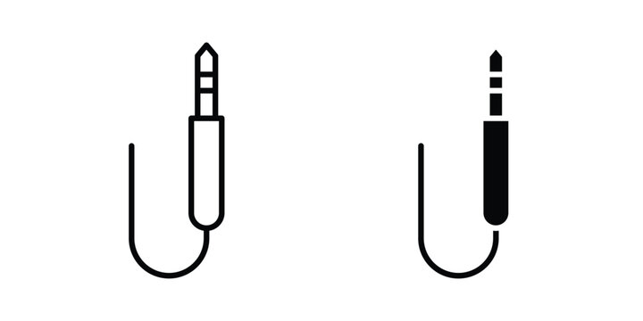 Audio jack icon vector logo. icons in solid, editable strokes.