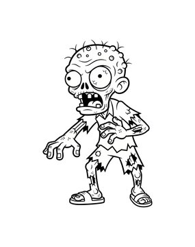 A cartoon zombie walking with outstretched hands, representing fear and the undead