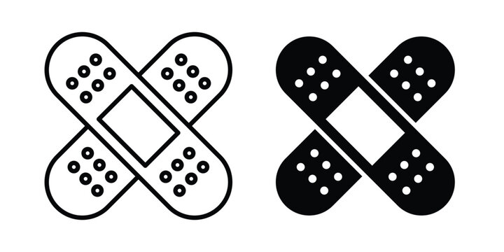 Band aid icon vector logo. icons in solid, editable strokes.