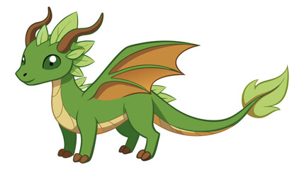 Fototapeta premium Green Fantasy Dragon Cartoon Character Illustration