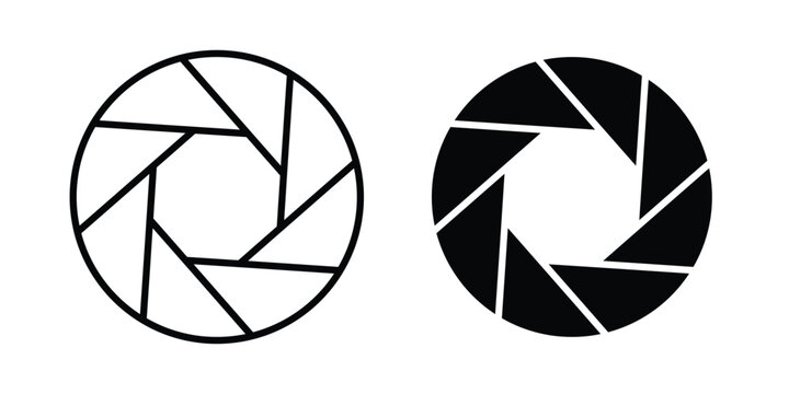Camera shutter icon vector logo. icons in solid, editable strokes.