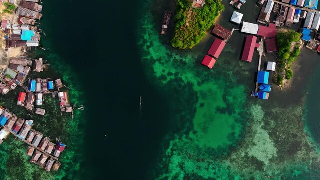 Cinematic Drone View of Kepulauan Kabalutan Village &ndash; Togean Island Indonesia Paradise