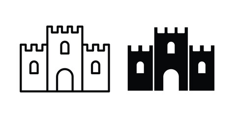 Castle icon vector logo. icons in solid, editable strokes. © Hestia