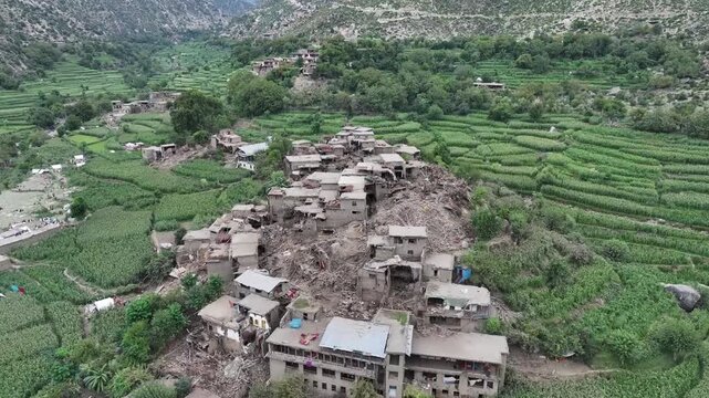 Earthquake Destruction in Kunar Province &ndash; Aerial View of Ruined Village