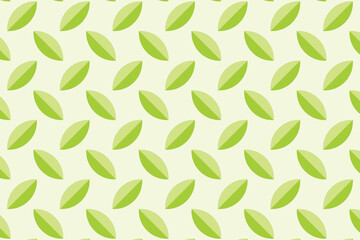 Fototapeta premium Seamless pattern of green leaves simple flat vector design element for natural backgrounds and eco-friendly concepts repeating texture