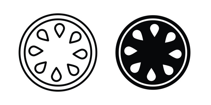 Cucumber slice icon vector logo. icons in solid, editable strokes.