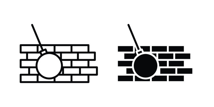 Demolition icon vector logo. icons in solid, editable strokes.