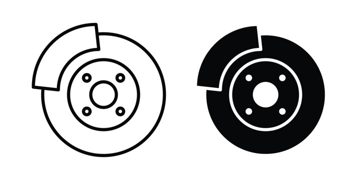Disk brake icon vector logo. icons in solid, editable strokes.