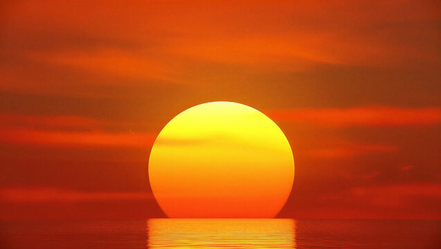 Golden sun setting over the ocean casting a warm reflection on the water ocean sunset evening sky