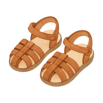 PNG Brown leather sandals illustration.