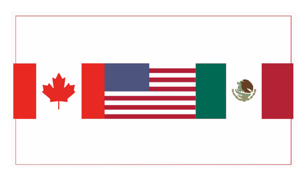 NAFTA Flags Circle Icon Set Canada USA Mexico Vector