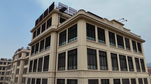 Lingotto Former Fiat Factory with Iconic Fiat Logo in Turin, Italy