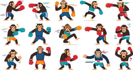 Obraz premium Orangutan Cartoon Face Set with Different Emotional Expressions, Sad and Crying Primate Characters Collection, Cute Animal Emoji Style Vector Illustration Design.