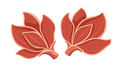 Fototapeta premium Two detailed illustrations of star anise spices with a brownish red color used for culinary cooking and herbal medicine.