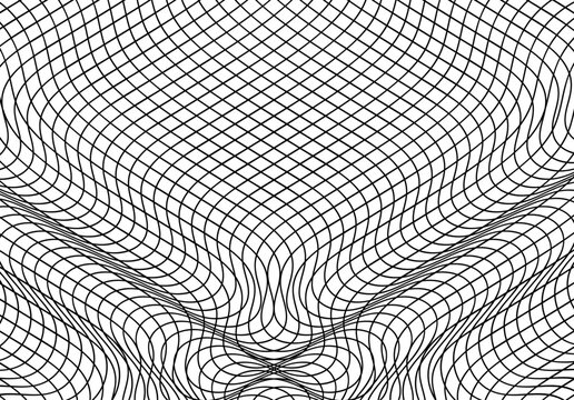 Fondo abstracto de red de l&iacute;neas onduladas negras entrelazadas