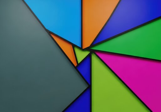 Modern digital rendering of an abstract asymmetrical composition using solid color fields and sharp diagonal dividing lines, layout, geometry, unbalanced