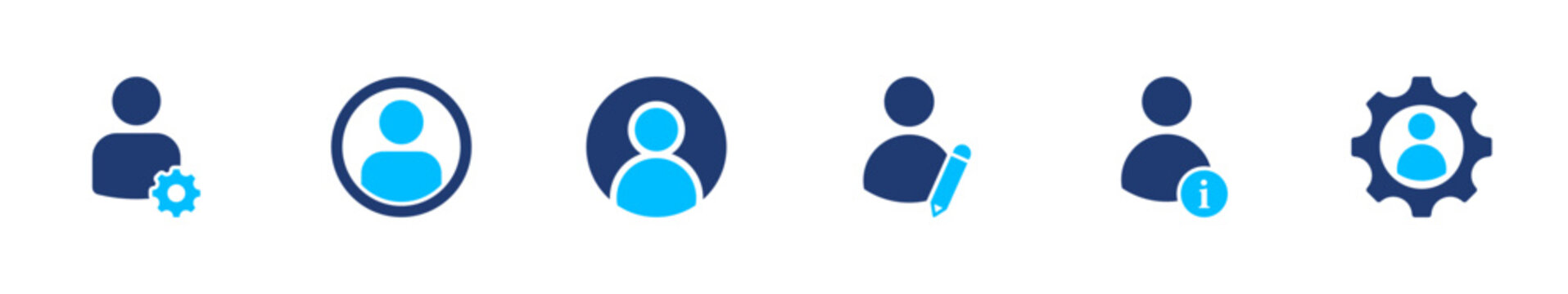 User profile icons set, Solid icon elements