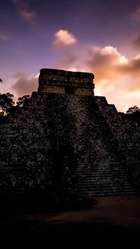 Ancient Mayan Pyramid Under Dramatic Skies.