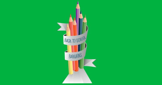 Post 2 black frames pencils rising ribbon curling showing sale ads then retreating transparent