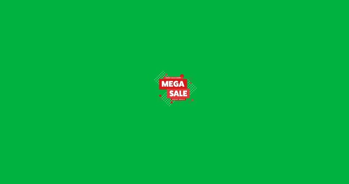 Digital animation of mega sale text banner against black background