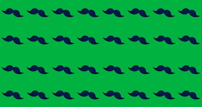 Digital animation of multiple moustaches icons in seamless pattern against black background