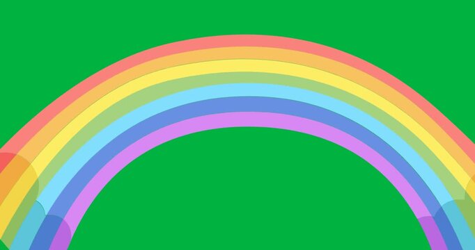 Digital animation of rainbow icon with copy space on black background