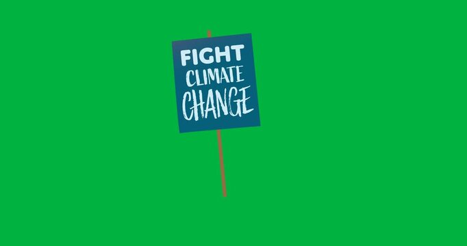 Digital animation of fight climate change text protest banner against black background