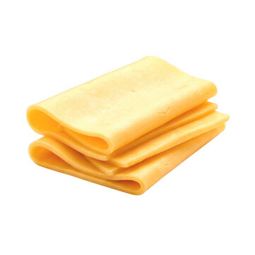 Cheese slices folded stack isolated on transparent background PNG dairy ingredient food closeup