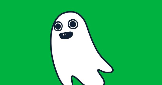 Digital illustration of a creepy Halloween ghost on a black background.