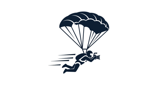 Person in free fall with parachute.