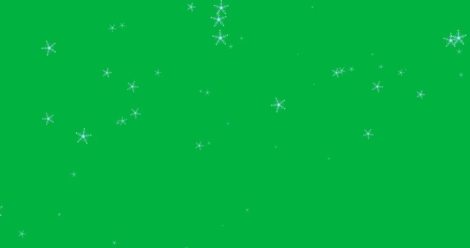 Digital animation of multiple snowflakes icons falling against black background