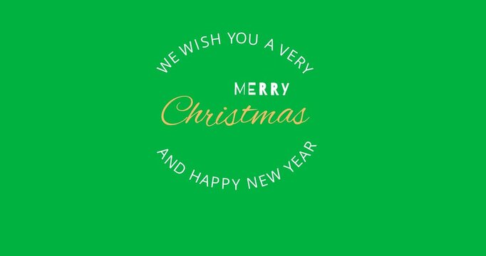 Digital animation of merry christmas and happy new year text banner against black background