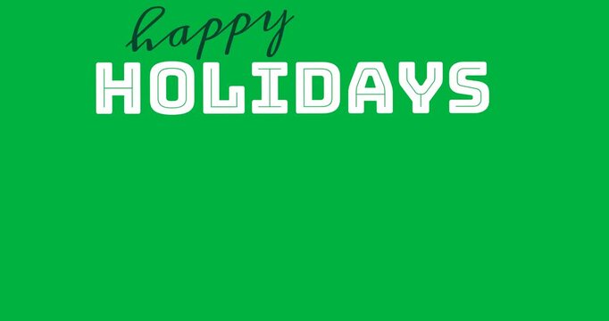 Digital animation of happy holidays text banner against black background