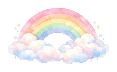 Obraz premium Whimsical watercolor rainbow illustration.