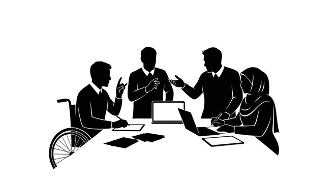 Business people in a meeting discussion.