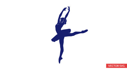 Elegant Ballet Dancer Silhouette in Dynamic Pose © dira