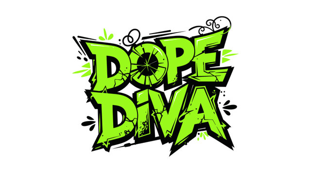 Dope Diva Graffiti Art, Neon Green, Street Style, Urban Culture